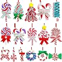 16Pcs Christmas Decorations, Gingerbread House Ornaments, Festive Tree Hanging Decor for Holiday Party, Classroom and Office, Family Activity (16pcs (red U)