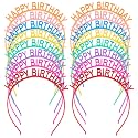 16PCS Happy Birthday Headband Plastic Hair Hoops Bands Clasps Party Decoration Tiara Crowns Accessories for Kids Girls Women Teens Toddlers
