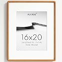 16x20 Picture Frame, Natural Solid Teak Wood Photo Frame, Rounded Corner