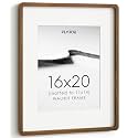 16x20 Picture Frame, Solid Walnut Wood Frame with Mat for 11x14 Photo