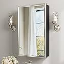 16x26 Pre-Assembled Bathroom Medicine Cabinet Mirror, Surface or Recessed Brushed Nickel Medicine Cabinet with Mirror &amp; Rustproof Aluminum Frame, Beveled Bathroom Vanity Mirror with Storage
