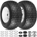 16x6.50-8nhs Lawn Mower Front Tire 4 Ply 15x6x6 Lawn Mower 440 Lbs Tire and Wheel with 5/8" 1" Bushing 3"-4" Adjustable Centered Hub, Replacement for Garden Lawn Tractor Riding Lawn Mowers, 2 Pack