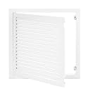 17.4 x 17.4 Louvered Access Panel with Push-Button Switch - Access Panel with Vent - White Aluminum - Inside Dimensions: 16 x 16 inch