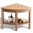 17.7" Shower Stool for Inside Shower HIPS Corner Shower Bench, Teak