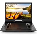 17.9" Portable DVD Player for Kids with 15.6" Swivel Screen, 5 Hours Rechargeable Battery, Car DVD Player with High Volume Dual Speakers, Remote Control, Support Sync TV, Region Free USB/SD/AV,Black