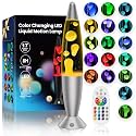 17 Colors Changing Table Lamp for Kids Adults Bedroom Office Decor, 16 Inch Giant Silver LED Liquid Motion Lamp Large Relax Night Light Sensory Mood Lighting Stress Relief with 8H Timing
