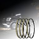 17 Inch White Wheel Lights with 3930 LEDs Super Bright High Density Illumination, IP67 Waterproof Dual Zone Controller and Swing Flashing Mode, Smoked Kit Design for Cars Trucks Off-Road (Triple Row)