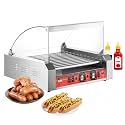 1700W Hot Dog Rollers,30 Hot Dog Capacity 11 Non-stick Stainless Steel Rollers,Hot Dog Machine With Dust Cover,Hot Dog Roller Machine With Dual Temp Control And Led Light/Detachable Drip Tray