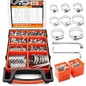 175pcs 304 Stainless Steel Hose Clamp Kit,1/4"-2"(6-51mm) Hose Clamps