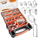 175Pcs Worm Gear Hose Clamps Kit 1/4"-2"(6-51mm) with Tools for Pipeline