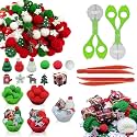 176 Pcs Christmas Sensory Bin Filler Fine Motor Toys Counting Sorting Winter Sensory Bin Items 100 Pom Poms 50 Wodden Ornaments 10 Xmas Knit Hats 5 Xmas Gift Boxes for Early Childhood Education