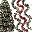 177 Feet Christmas Tinsel Garland Metallic Shiny Hanging Christmas Tree Tinsel Garland Ornaments for Indoor Outdoor Party Wedding Holiday(Red, Blue, Yellow, Green)