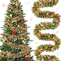 177 Feet Christmas Tinsel Garland Metallic Shiny Hanging Christmas Tree Tinsel Garland Ornaments for Indoor Outdoor Party Wedding Holiday(Red Green Gold)