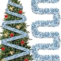 177 Feet Christmas Tinsel Garland Metallic Shiny Hanging Christmas Tree Tinsel Garland Ornaments for Indoor Outdoor Party Wedding Holiday(Blue White Silver)