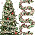 177 Feet Christmas Tinsel Garland for Tree, Red Green Silver