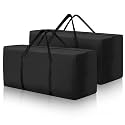 177 Gallon Outdoor Cushion Storage Bag 68 inch Extra Large Patio Furniture Cushion Storage Bag Waterproof Garden Cushion Storage Covers with Zipper and Handles Black (2 Pack, 68"L x 30"W x 20"H)