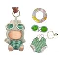 17cm/15cm Stylish Summer Beach Clothes Set Suitable for Labubu – Fashion Outfit(Doll Not Included) (Green Swimsuit+Swim Ring+Necklace+Glasses)