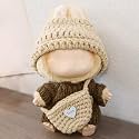 17cm Clothes Set, Outfits for Dolls Crochet 3 Piece Set Stylish Adorable Hat Clothes Backpack 17cm Doll Accessories (No Doll) (Brown)