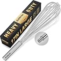 Eddeas 17in/43cm Extra Large Whisk,5Ib Heavy Duty Whisk, 2.4mm Wire Whisk Suitable for Mixing Thick batter and Large batch soup.Not suitable for individual small batch production(Silver)