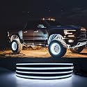 17In Pure White Truck Wheel Lights with 1616 LEDs Super Bright High Density Illumination, IP67 Waterproof Dual Zone Controller and Swing Flashing Mode, Smoked Kit Design for Cars Trucks Off-Road