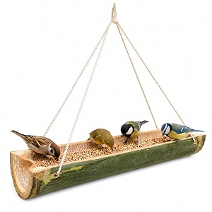 17inch large natural bamboo bird feeder with hanging rope for indoor outdoor garden balcony amp backyard  eco-friendly bird feeder 2
