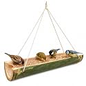 17inch Large Natural Bamboo Bird Feeder with Hanging Rope, for Indoor, Outdoor Garden, Balcony & Backyard | Eco-Friendly Bird Feeder