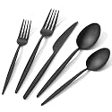 18/10 Silverware Set for 4, 20 Piece Black Stainless Steel Flatware Cutlery