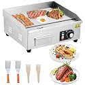 18" Commercial Electric Griddle 1600w Electric Countertop Griddle Non-Stick Restaurant, Stainless Steel Teppanyaki Flat Top Grill Adjustable Temperature Control 122°f-572°f