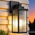 18" Matte Black Outdoor Wall Light, All-Metal Frame Porch Light