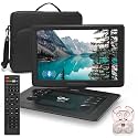 18" Portable DVD Player with Bluetooth Headset,15.6" HD Swivel Screen with Extra Carrying Bag,Support AV-in/Out and Multiple Disc Formats,High Volume Speaker,Black,[Not Support Blu-Ray]