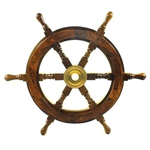 1834 ship wheel wooden pirate boat nautical fishing by india overseas trading corp