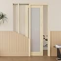 18x80 Sliding Pocket Door,1 Lite Pine Frosted Glass Doors,Hidden Doors