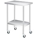 12"x24"x35" Stainless Steel Work Table, 2-Tier Commercial Prep Table with Undershelf, Heavy Duty, Rust-Resistant for Kitchen, Restaurant, Garage, Indoor/Outdoor Use