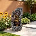 18.7" Resin Cascading Water Fountain Outdoor Indoor with LED Lights