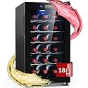 Mojgar 18 Bottle Wine Cooler, Freestanding Wine Fridge with 54-66℉ Digital Temperature Control, Countertop Wine Refrigerator for Wine Enthusiast, 48 L, Black