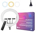 Jpro 18 Inch 3 Options With Adjustable Brightness Level Corded Powered Ring Light With 3 Inbuilt Mobile Phone Holder &amp; 1 Remote Control (Only Ring Light) (Tripod Is Not Included) (18)