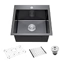 18-Inch Black Bar Sink Drop-In, SINKVINE Stainless Steel Single Bowl