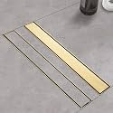 18‑Inch Linear Shower Drain, Brushed Gold Tile‑Insert Panel
