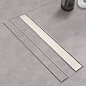 18‑Inch Linear Shower Drain, Brushed Nickel Tile‑Insert Panel