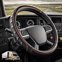 18 Inch Semi Truck Steering Wheel Cover for Freightliner Cascadia, Kenworth T680 T880, Peterbilt 579, Volvo VNL - Anti-Slip Carbon Fiber Grip - Carbon Orange