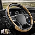 18 Inch Semi Truck Steering Wheel Cover for Freightliner Cascadia, Kenworth T680 T880, Peterbilt 579 & Volvo VNL – Heavy Duty Anti-Slip Leather Grip for Big Rig Class 8 Trucks – Brown