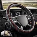 18 Inch Semi Truck Steering Wheel Cover for Freightliner Cascadia, Kenworth T680 T880, Peterbilt 579, Volvo VNL - Anti-Slip Carbon Fiber Grip - Carbon Red