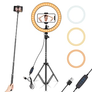 18 inches big led ring light for photo and video with tripod stand compatible with camera and smartphones