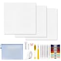 18 Mesh Needlepoint Canvas Set, 3Pcs Embroidery Cloth &amp; 12 Colors Thread