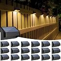 18 Pack Brighter Solar Fence Lights RGB 8 Colors Dusk to Dawn Deck Light Fence Solar Lights Outdoor IP65 Waterproof Solar Outdoor Lights for Step Patio Backyard Railing Wall, Black
