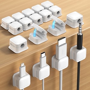 costop 18 pack magnetic cord organizer holderstrong adhesive desk cable management easy openorganize phone charging cords wire holder organizer neatly for homeofficecardesknightstand-white