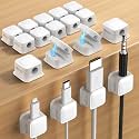 Costop 18 Pack Magnetic Cord Organizer Holder,Strong Adhesive Desk Cable Management Easy Open,Organize Phone Charging Cords Wire Holder Organizer Neatly for Home,Office,Car,Desk,Nightstand-White