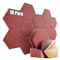 18 Pack Self-Adhesive Acoustic Panels 12" X 10" X 0.4" - Sound Proof Foam Panels for wall with High Density, Hexagon Design, Flame Resistant, Absorb Noise and Eliminate Echoes(Red)