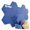 18 Pack Self-Adhesive Acoustic Panels 12" X 10" X 0.4" - Sound Proof Foam Panels for wall with High Density, Hexagon Design, Flame Resistant, Absorb Noise and Eliminate Echoes(Sky Blue)