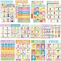 18 Pieces Sign Language Poster ASL Poster for Classroom ASL Posters Sign Language Flash Cards for Toddlers Kids Students Classroom Decoration